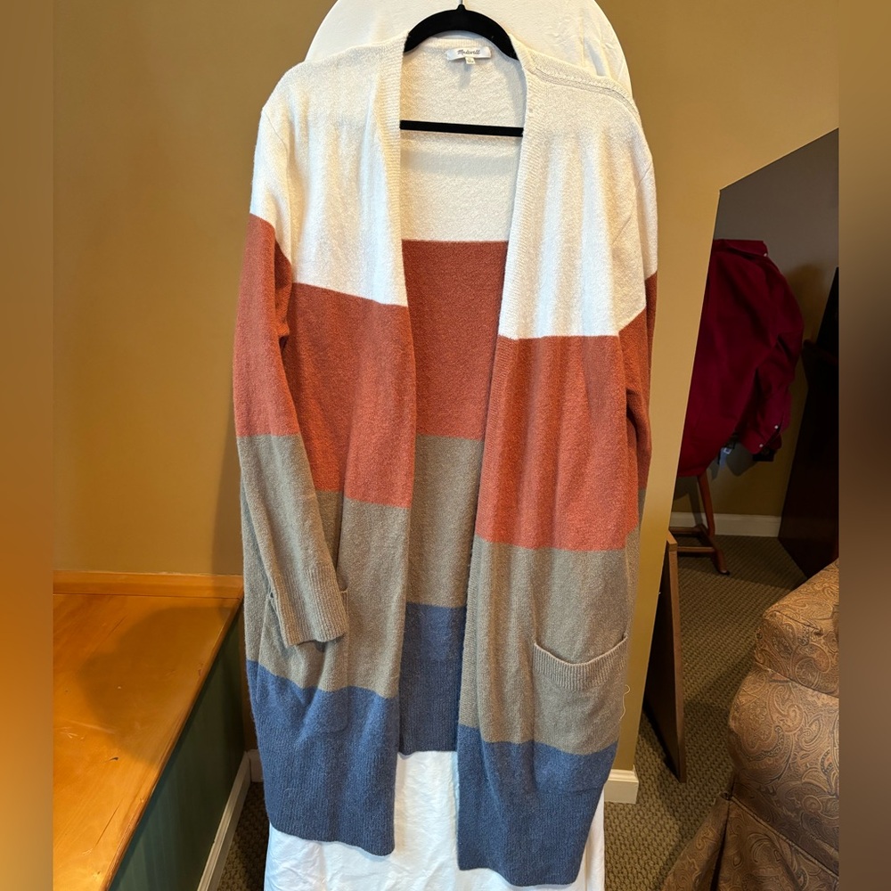 Long color block cardigan